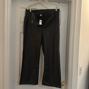 Old Navy Black High Waist Wide Leg Faux Leather Ankke Pant
